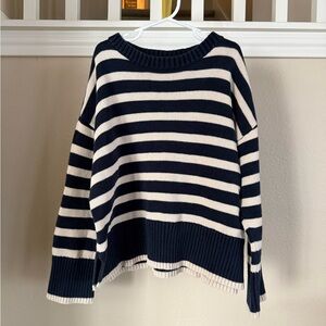 Girls GAP Kids Navy and Cream Striped Sweater